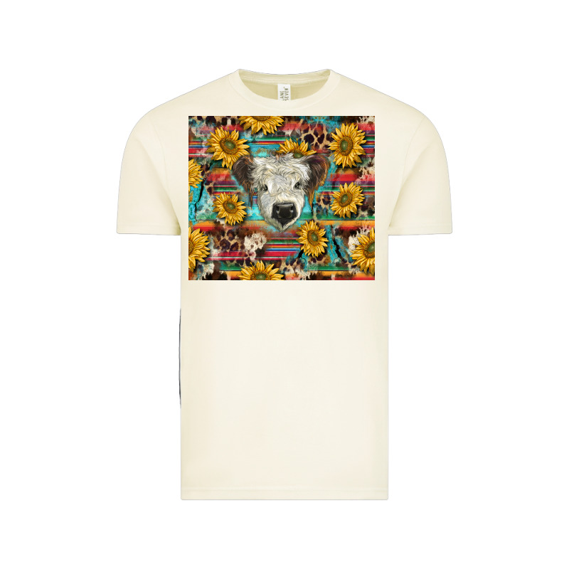 White Scottish Calf And Sunflowers Vintage Tee by BarkalooDesign | Teevron