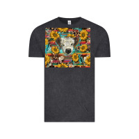 Vintage Black white Scottish calf and sunflowers Vintage Tee - BarkalooDesign