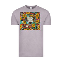 Vintage Zinc white Scottish calf and sunflowers Vintage Tee - BarkalooDesign