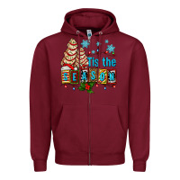 Burgundy tis the season christmas tree cake ado Zipper Hoodie - AdoDesignShop