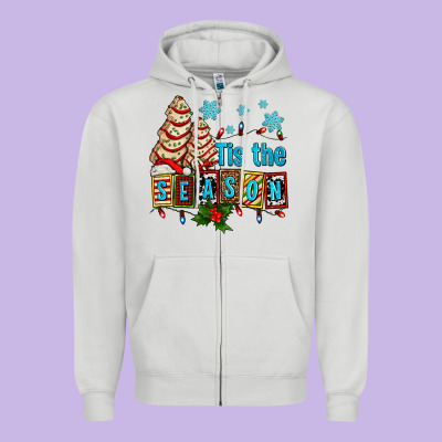 Tis The Season Christmas Tree Cake Ado Zipper Hoodie Designed By Adodesignshop