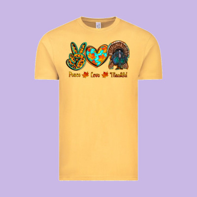 Peace Love Thankful Vintage Tee Designed By Ranaportraitstore