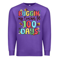 Purple buggin my teacher for 100 days Premium Sweatshirt - MaliasSmallBusiness