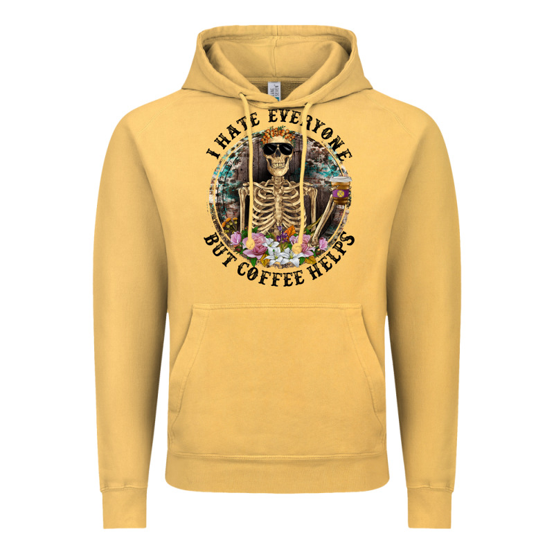 I Hate Everyone But Coffee Helps With Flowers Vintage Hoodie by RanaPortraitStore | Teevron