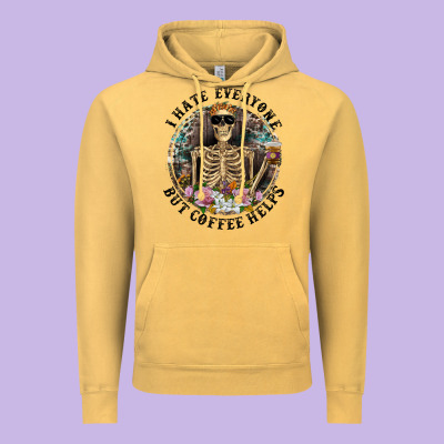 Vintage Hoodie I Hate Everyone But Coffee Helps With Flowers