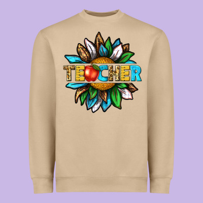 Heavyweight Sweatshirt teacher sunflower tbw