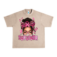 French Oak breast cancer survivor afro messy bun Urban Heavy Tee - texasbilliewilder