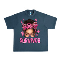 Midnight Navy breast cancer survivor afro messy bun Urban Heavy Tee - texasbilliewilder