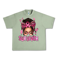 Oil Green breast cancer survivor afro messy bun Urban Heavy Tee - texasbilliewilder