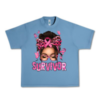 Pebble Blue breast cancer survivor afro messy bun Urban Heavy Tee - texasbilliewilder