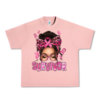 Salmon breast cancer survivor afro messy bun Urban Heavy Tee - texasbilliewilder