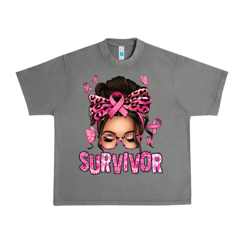 Breast Cancer Survivor Afro Messy Bun Urban Heavy Tee by texasbilliewilder | Teevron