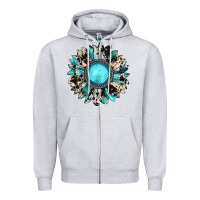 Western Sunflower Gemstone Zipper Hoodie | Teevron