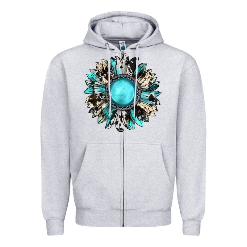 Western Sunflower Gemstone Zipper Hoodie by JahusDesignShop | Teevron