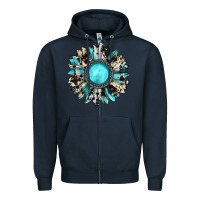 Navy western sunflower gemstone Zipper Hoodie - JahusDesignShop