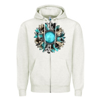 Oatmeal Heather western sunflower gemstone Zipper Hoodie - JahusDesignShop