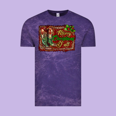 Merry Christmas Y'all Boots Vintage Tee Designed By Ranaportraitstore