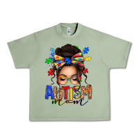 Oil Green autism mom afro messy bun Urban Heavy Tee - texasbilliewilder