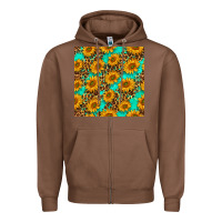 Chestnut sunflowers and leopard western seamless pattern Zipper Hoodie - BundleAndBundleShop