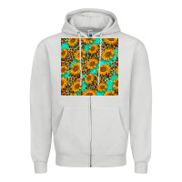Dove Grey sunflowers and leopard western seamless pattern Zipper Hoodie - BundleAndBundleShop