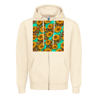 Sandshell sunflowers and leopard western seamless pattern Zipper Hoodie - BundleAndBundleShop