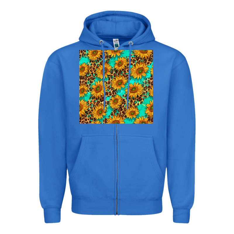 Sunflowers And Leopard Western Seamless Pattern Zipper Hoodie by BundleAndBundleShop | Teevron