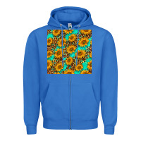 True Royal sunflowers and leopard western seamless pattern Zipper Hoodie - BundleAndBundleShop