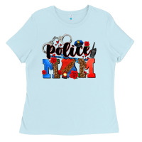 Baby Blue police mom Ladies Tee - AdoDesignShop