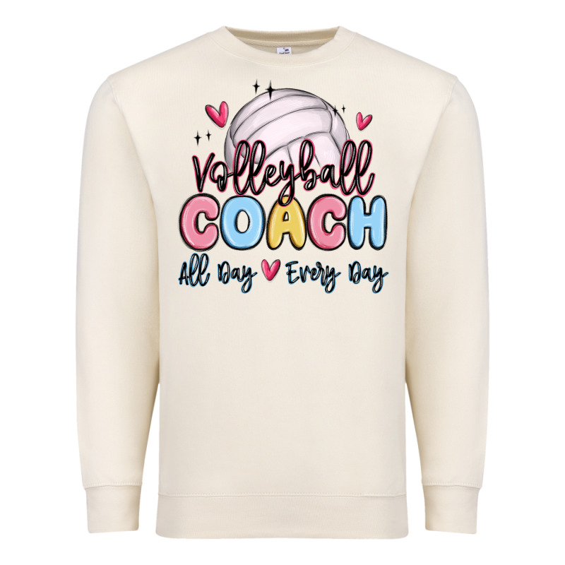 Volleyball Coach All Day Every Day Premium Sweatshirt by MaliasSmallBusiness | Teevron