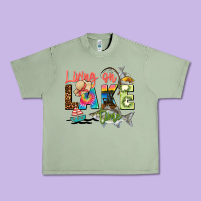Living On Lake Time Urban Heavy Tee Designed By Zillion Design Studio