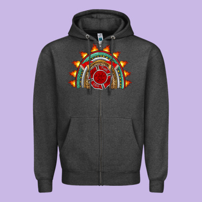 Firefighter Rainbow Zipper Hoodie Designed By Artiststas