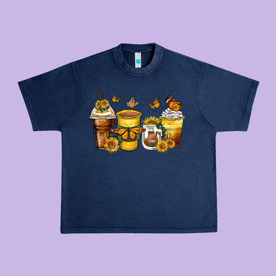 Butterfly Coffee Cups Urban Heavy Tee Designed By Zillion Design Studio