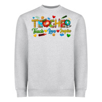 Heather Grey teacher teach love inspire tbw Heavyweight Sweatshirt - texasbilliewilder