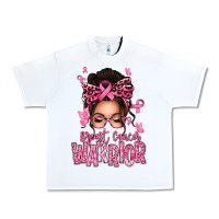 White brest cancer warrior afro messy bun Urban Heavy Tee - texasbilliewilder