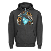 Charcoal Heather sunflower gemstone rainbow Zipper Hoodie - JahusDesignShop