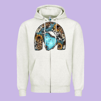 Sunflower Gemstone Rainbow Zipper Hoodie Designed By Jahusdesignshop