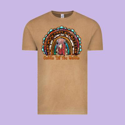 Gobble Till You Wobble Thanksgiving Rainbow Vintage Tee Designed By Ranaportraitstore