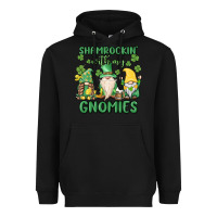 Black shamrock with my gnomies Heavyweight Hoodie - MaliasSmallBusiness