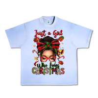 Grape Ice just a girl who loves christmas afro messy bun Urban Heavy Tee - texasbilliewilder