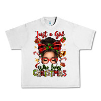 Lunar Rock just a girl who loves christmas afro messy bun Urban Heavy Tee - texasbilliewilder