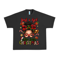 Pigment Black just a girl who loves christmas afro messy bun Urban Heavy Tee - texasbilliewilder