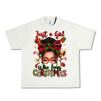 Pistachio just a girl who loves christmas afro messy bun Urban Heavy Tee - texasbilliewilder
