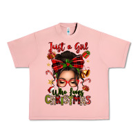 Salmon just a girl who loves christmas afro messy bun Urban Heavy Tee - texasbilliewilder