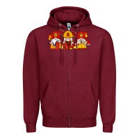 Burgundy firefighter gnomes Zipper Hoodie - Artiststas