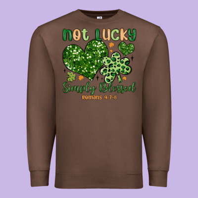Not Lucky Simply Blessed Premium Sweatshirt Designed By Maliassmallbusiness