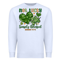 White not lucky simply blessed Premium Sweatshirt - MaliasSmallBusiness