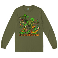 Army Green shamrockscrusher t rex and horseshoe Long Sleeve Tee - AdoDesignShop