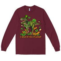 Burgundy shamrockscrusher t rex and horseshoe Long Sleeve Tee - AdoDesignShop