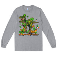 Heather Grey shamrockscrusher t rex and horseshoe Long Sleeve Tee - AdoDesignShop