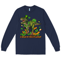 Navy shamrockscrusher t rex and horseshoe Long Sleeve Tee - AdoDesignShop